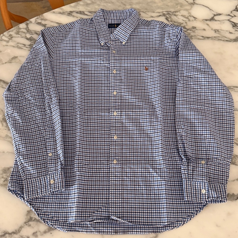 Polo Ralph Lauren Cotton Men's Blue‎ criscross long sleeve shirt size XXL